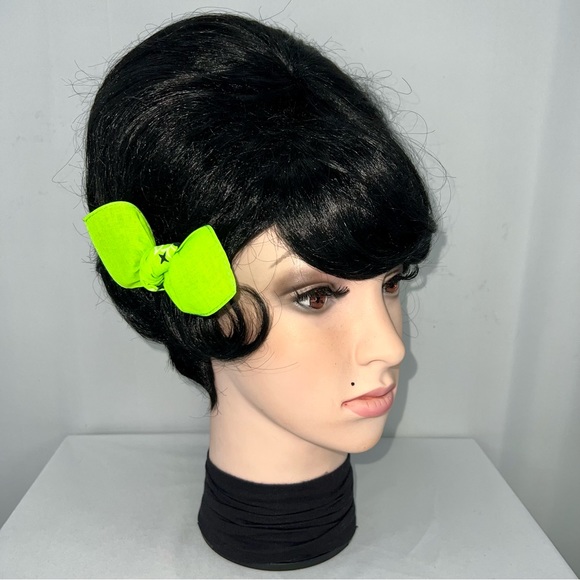 Neon Green Paisley Rockabilly Bandana Knotted Hair Bow - Picture 3 of 11